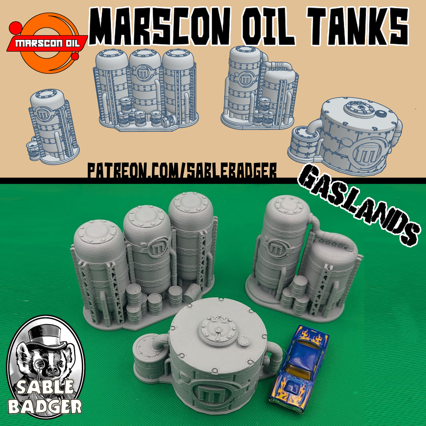 Gaslands - Oil Tanks Terrain - Marscaon Oil Refinery